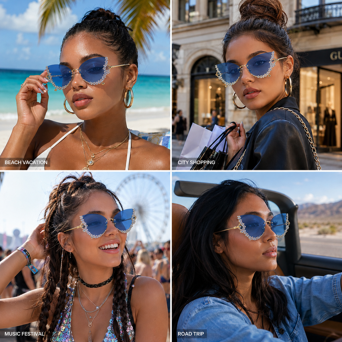 GlowButterfly™ Rimless Rhinestone Sunglasses