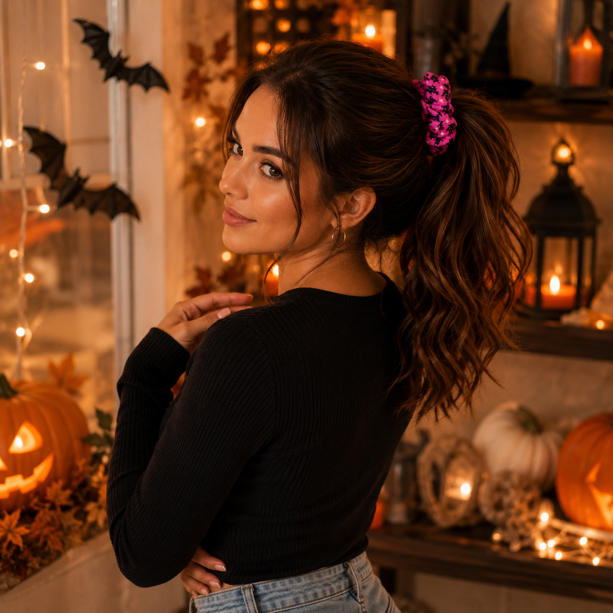 🎃 Hand-Illustrated Halloween Scrunchie Collection (6pc, Limited Batch)