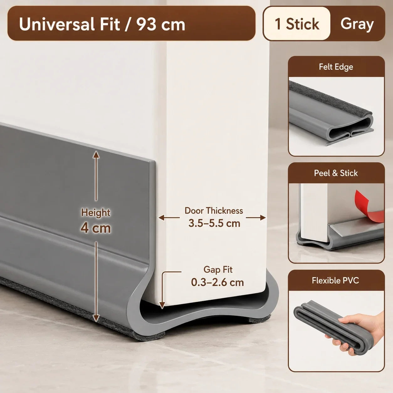 Triple-Layer Under Door Draft Stopper & Weather Strip | Seal Gap
