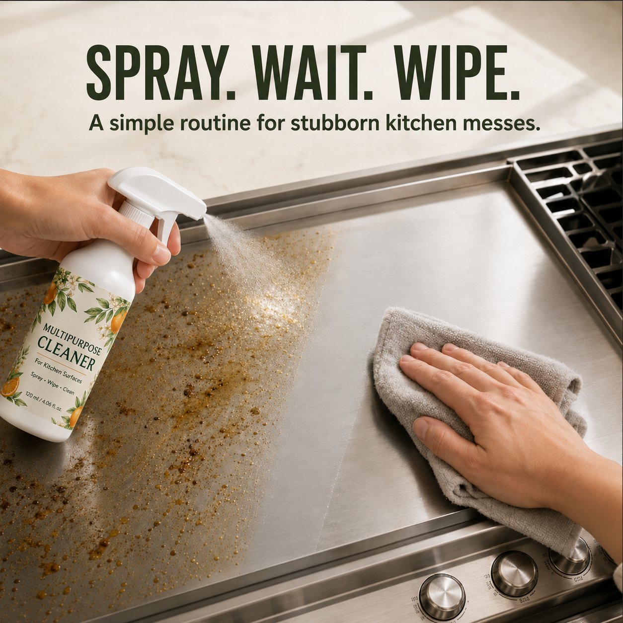 🍊 Heavy-Duty Kitchen Degreaser Spray – Less Scrubbing, Easier Cleanup