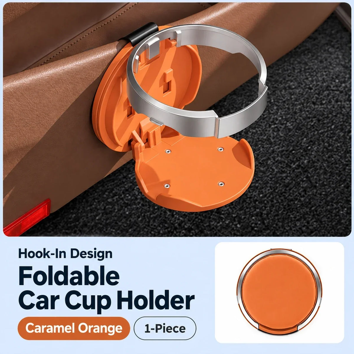 Foldable Car Door Cup Holder & Phone Stand | Hook-In Design