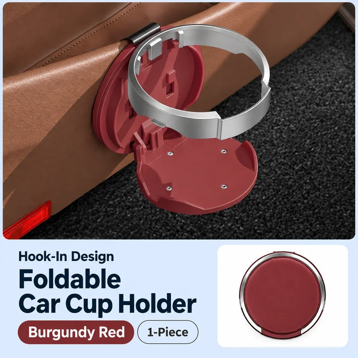 Foldable Car Door Cup Holder & Phone Stand | Hook-In Design