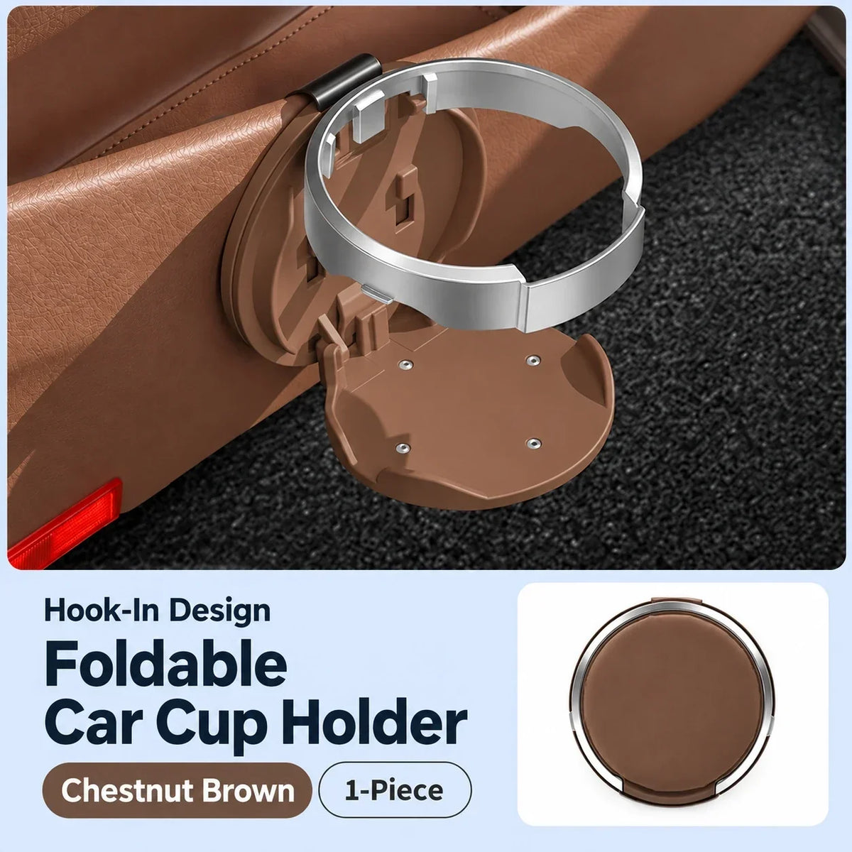 Foldable Car Door Cup Holder & Phone Stand | Hook-In Design