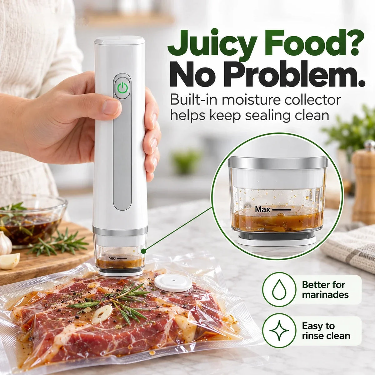 Cordless Vacuum Sealer & Reusable Vacuum Bags