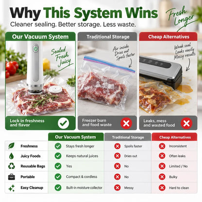 Cordless Vacuum Sealer & Reusable Vacuum Bags