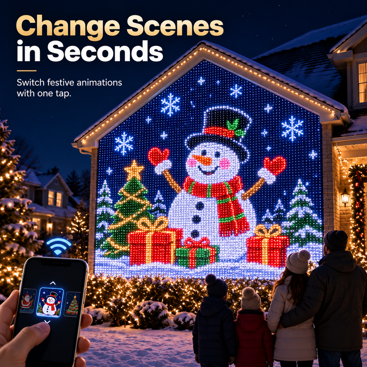 🎄✨Christmas LED House Net & Smart Outdoor Wall Curtain Light