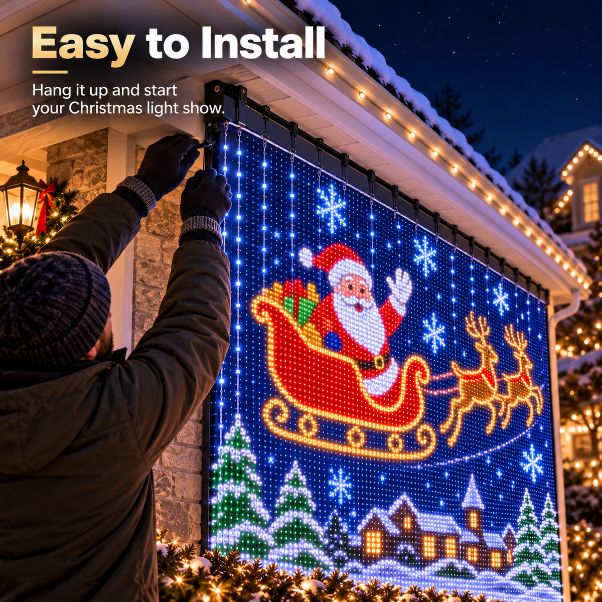 🎄✨Christmas LED House Net & Smart Outdoor Wall Curtain Light