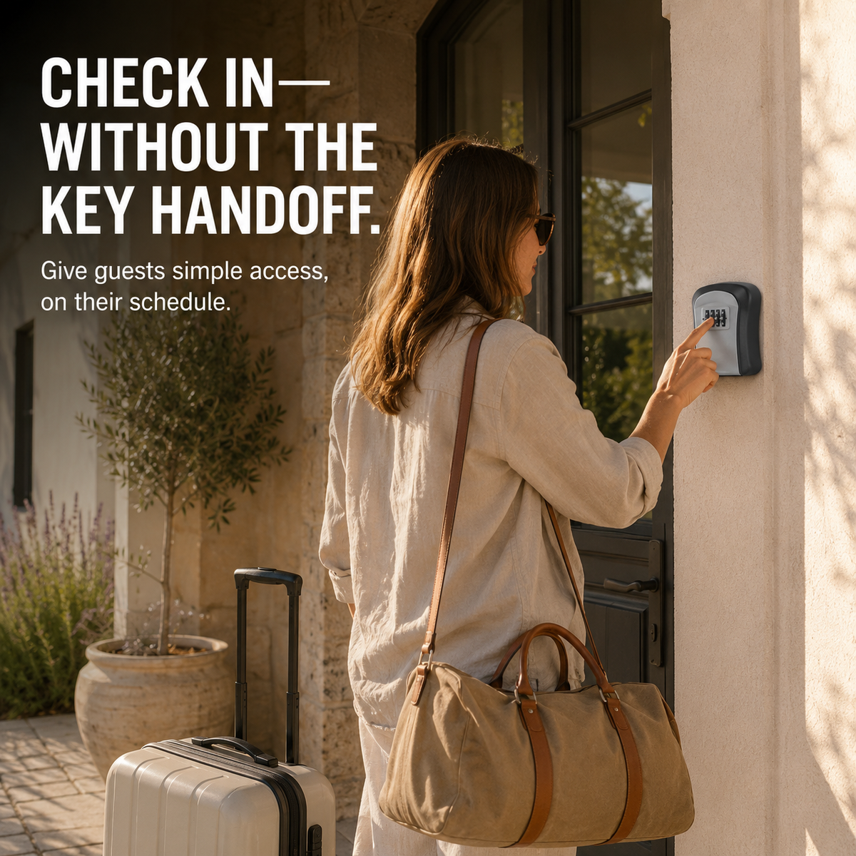 Guest entering a combination at a vacation rental