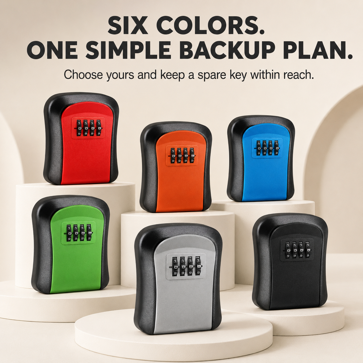 Six available colors for the wall-mounted key lock box