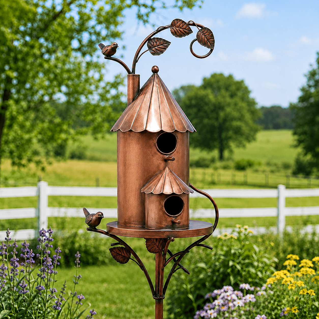 🔥Last Day 50% OFF Sola🔥-❤🐦🐦 Handmade Iron Birdhouse Garden Stake – Rustic Outdoor Decor for Bird & Garden Lovers❤