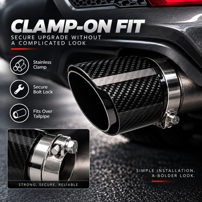 Carbon Fiber Car Exhaust Tip, Gloss Finish Slant Cut Muffler Tip