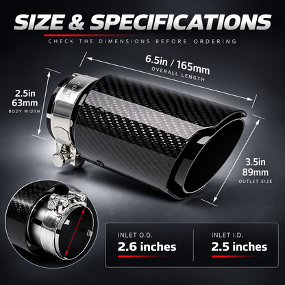 Carbon Fiber Car Exhaust Tip, Gloss Finish Slant Cut Muffler Tip