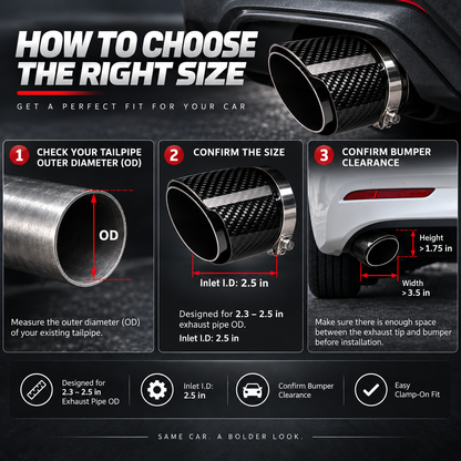 Carbon Fiber Car Exhaust Tip, Gloss Finish Slant Cut Muffler Tip