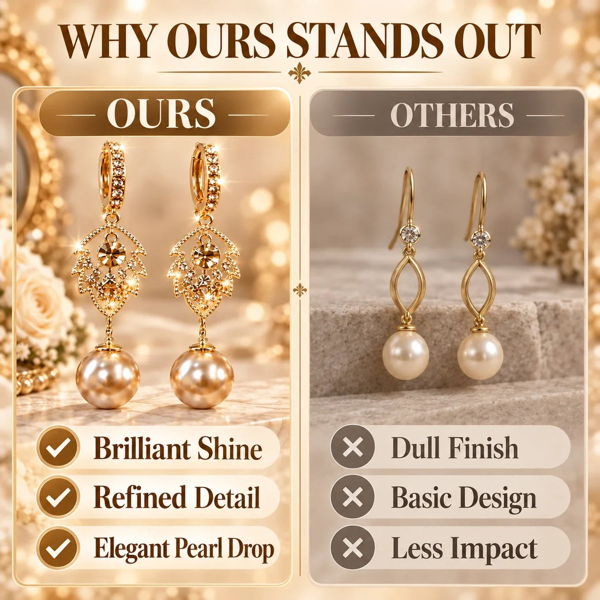 ✨ Elegant Crystal Leaf & Pearl Drop Earrings