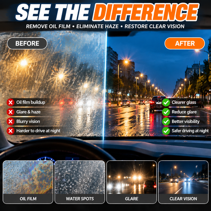 🚗 Windshield Oil Film Remover – Restore Crystal Clear Vision & Remove Stubborn Glass Haze