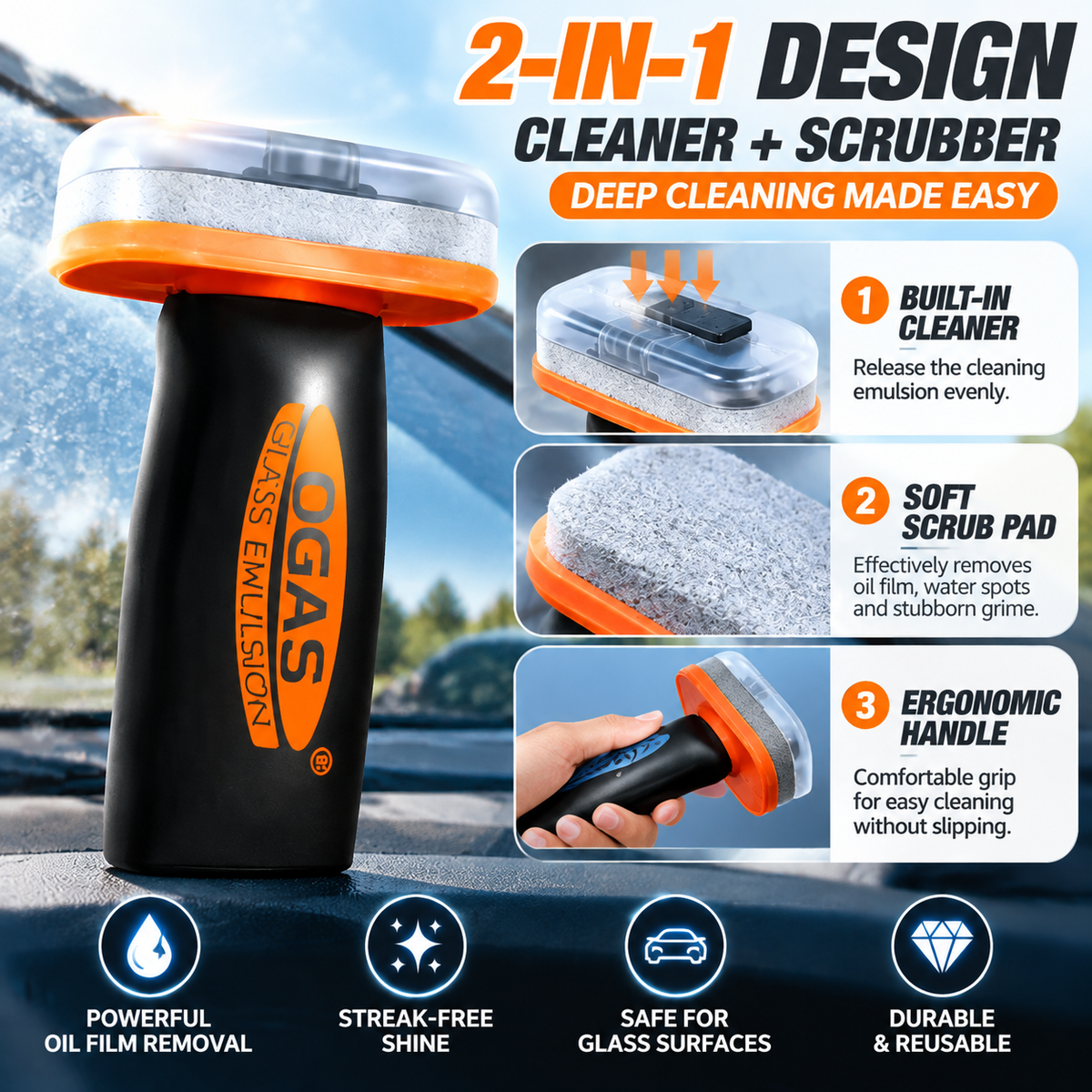 🚗 Windshield Oil Film Remover – Restore Crystal Clear Vision & Remove Stubborn Glass Haze
