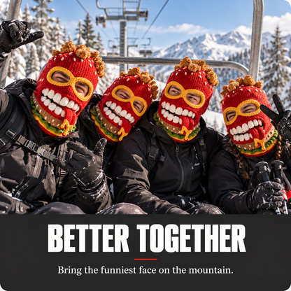 🍔 Burger Monster Knit Ski Mask – Funny Food Balaclava