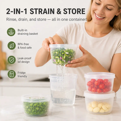 🥬 Keep Chopped Veggies Fresher Longer With Built-In Strainer Boxes