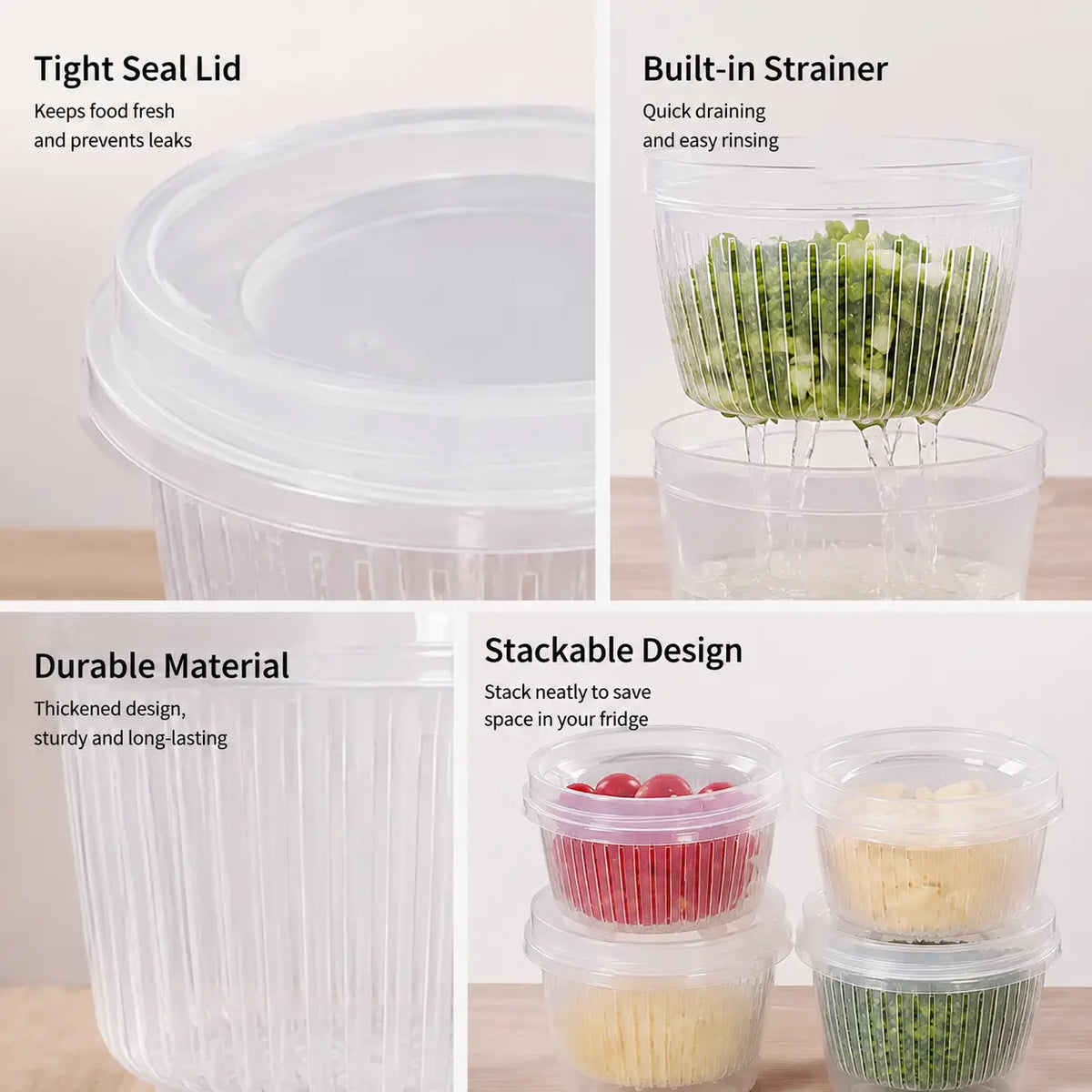 🥬 Keep Chopped Veggies Fresher Longer With Built-In Strainer Boxes