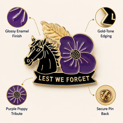 🎁 Limited Edition WarHorse Purple Poppy 1llthAnniversaryRemembrance Brooch