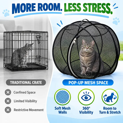 ❤️360° Panoramic Foldable Cat Playpen – Breathable Mesh Pet Enclosure