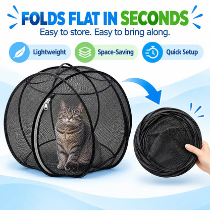 ❤️360° Panoramic Foldable Cat Playpen – Breathable Mesh Pet Enclosure