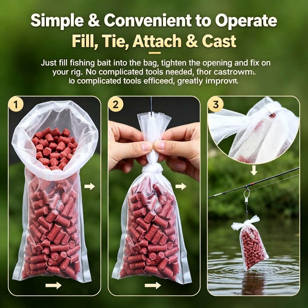 🎣PVA Water‑Soluble Bait Bags - No Residue Fast Sink Fishing Tackle