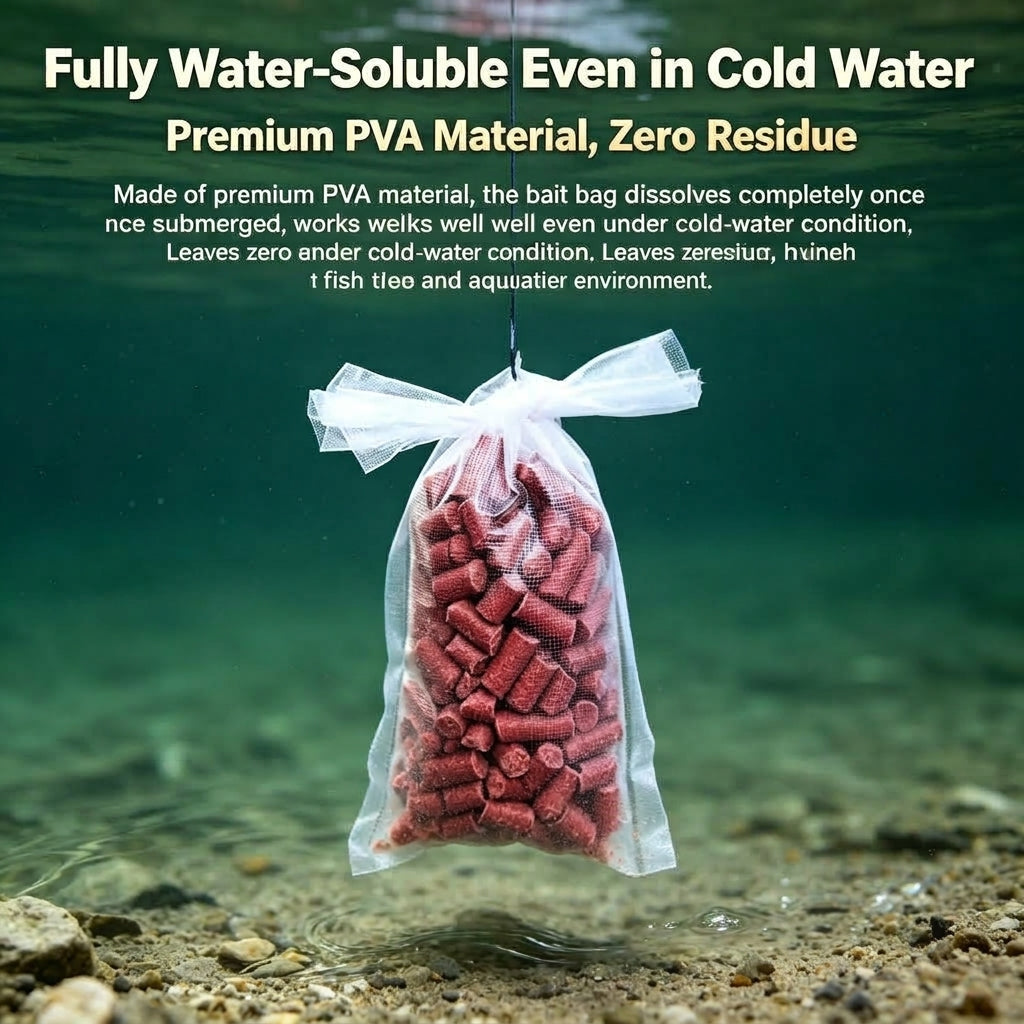 🎣PVA Water‑Soluble Bait Bags - No Residue Fast Sink Fishing Tackle