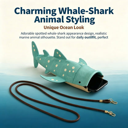 🦈Fun Whale‑Shark‑Shaped Sling Purse, Handmade Leather Mini Shoulder Bag🎁