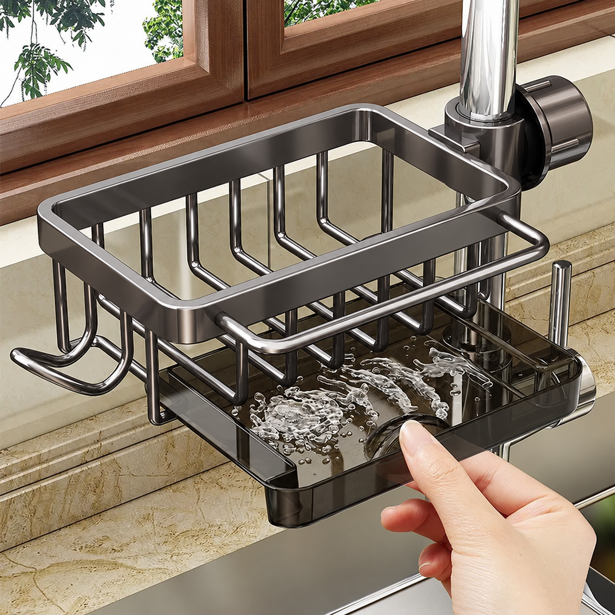 🫧Detachable Stainless Steel Sink Caddy for Kitchen & Bathroom