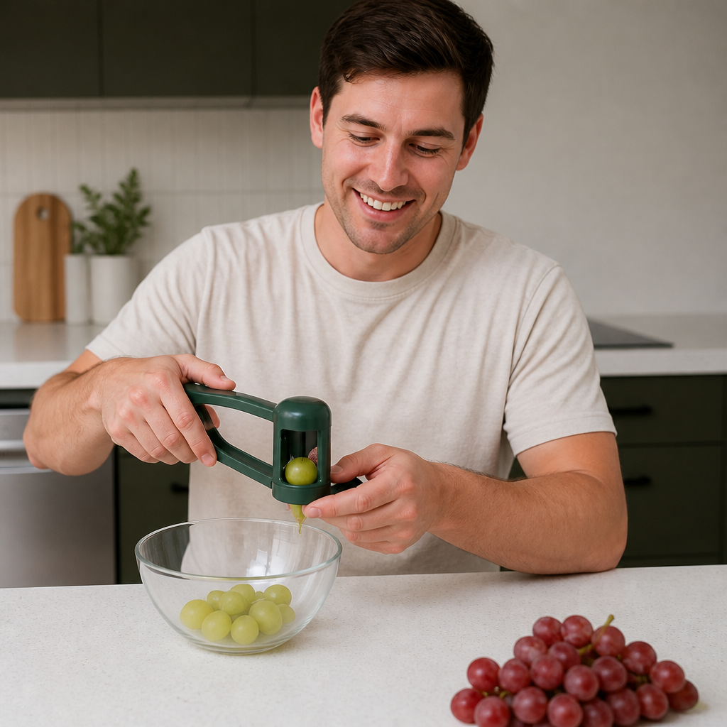 Stainless Steel Grape & Cherry Tomato Cutter – Safe One-Press Quarter Slicer for Toddlers & Kids