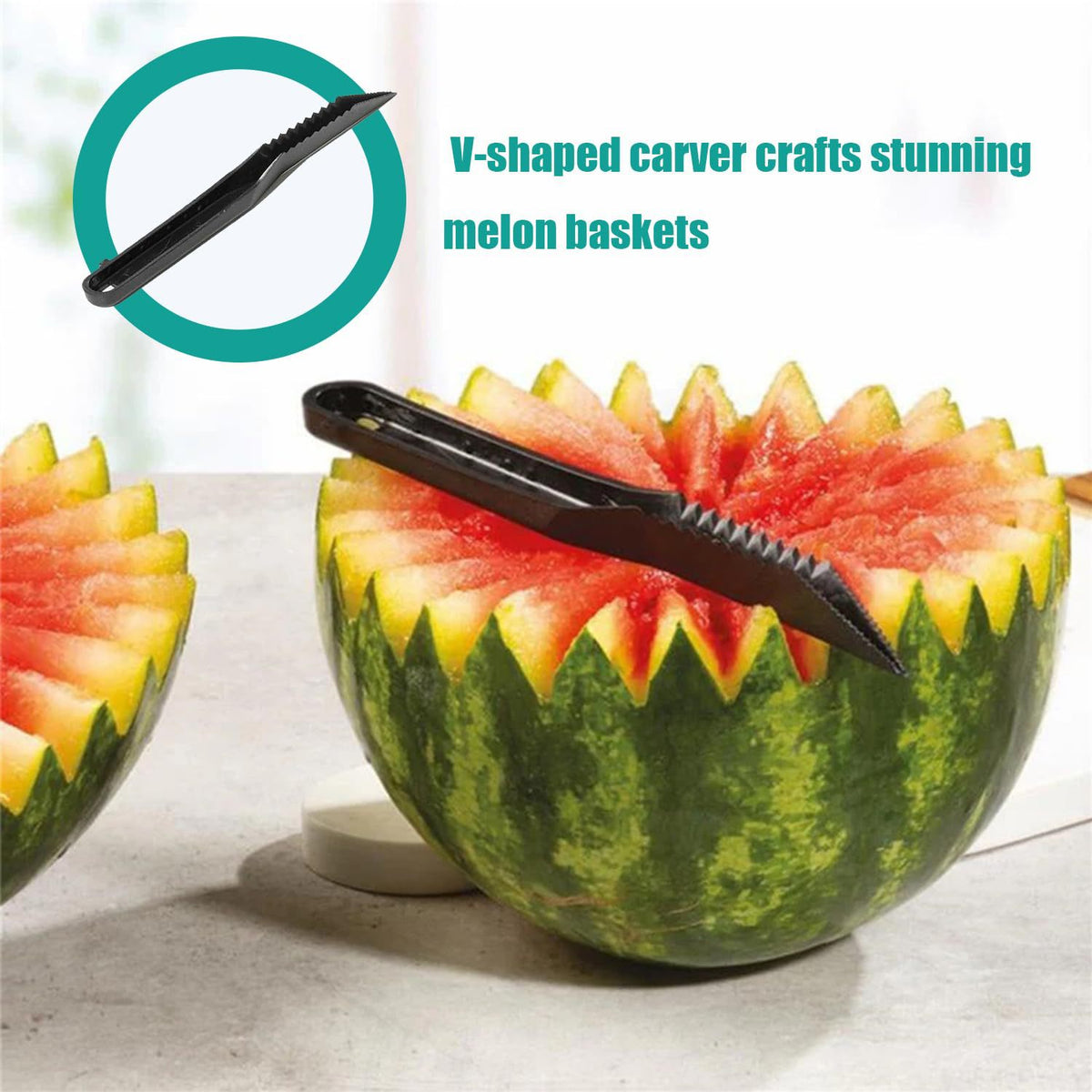 Fruit & Vegetable Carving Kit, Spiral Slicer + Serrated Knife for Party Fruit Platter Decor
