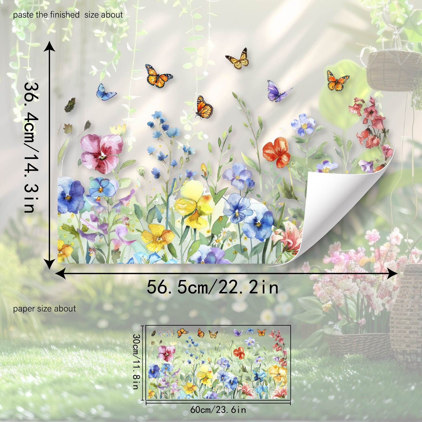 💐Colorful Floral Bouquet Window Sticker🖼️(Cut to size freely)