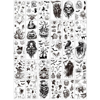 💀 Halloween Party Temporary Tattoos, Fun Face & Body Stickers for Kids & Adults🎃