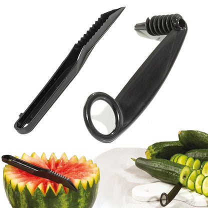 Fruit & Vegetable Carving Kit, Spiral Slicer + Serrated Knife for Party Fruit Platter Decor