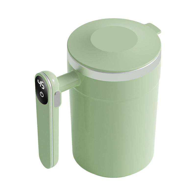 Electric coffee mug with a built-in LCD thermometer, perfect for brewing coffee, milk, cocoa, etc.