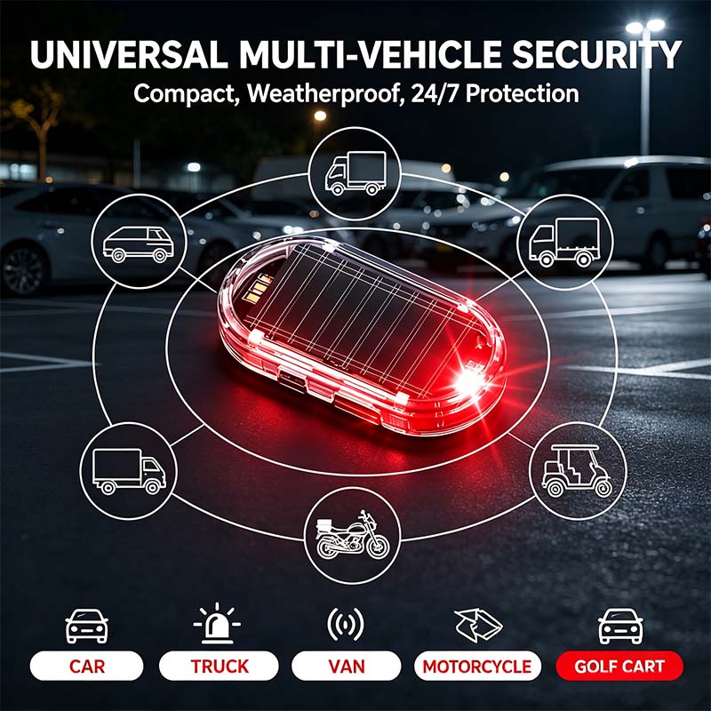 Solar Powered Fake Car Alarm Light, Auto Light Sensor LED Simulated Security Warning Flashing Light