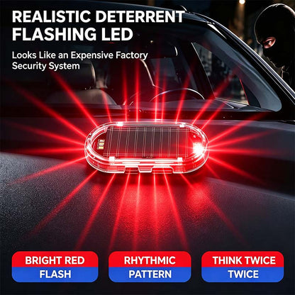 Solar Powered Fake Car Alarm Light, Auto Light Sensor LED Simulated Security Warning Flashing Light
