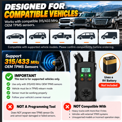 🚗 2-in-1 GM TPMS Relearn Tool & Digital Tire Pressure Gauge — 150 PSI