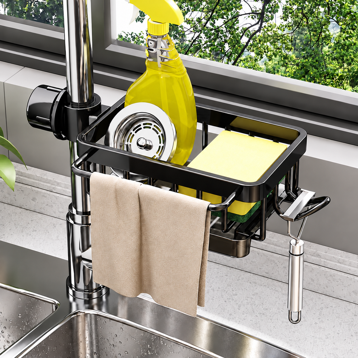 🫧Detachable Stainless Steel Sink Caddy for Kitchen & Bathroom