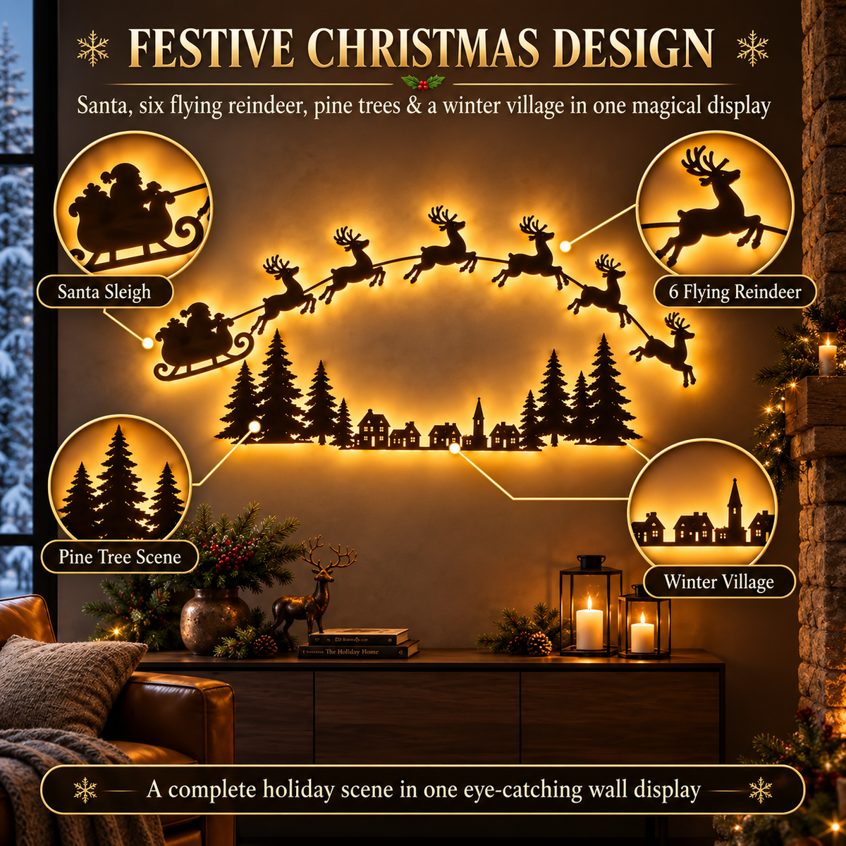 Hot sales🔥LED Santa & Reindeer Christmas Wall Decor