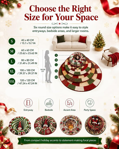 💯🎄3D Christmas Gnome Optical Illusion Round Rug | Fun Festive Home Decor Must‑Have⭐🏠🎁