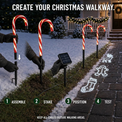 🎄Solar Candy Cane Projector Pathway Lights – Light the Way to Christmas