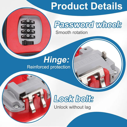 Wall Mount Key Lock Box - 4 Digit Combination Lockbox for Keys Safe Security Storage Resettable Code Lockbox for Outdoor Home Office Garage