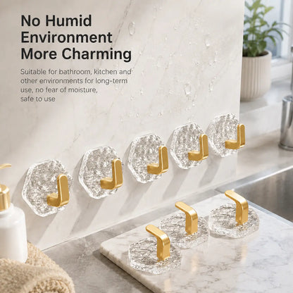 10/20-Pack Heavy-Duty Hexagonal Ripple Adhesive Hooks – Waterproof Wall Organizers for Kitchen & Bathroom