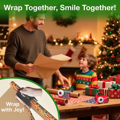 🎄Wrapping Paper Cutter & Tape Dispenser Dual Use with Tapes，Replace Blades Kit