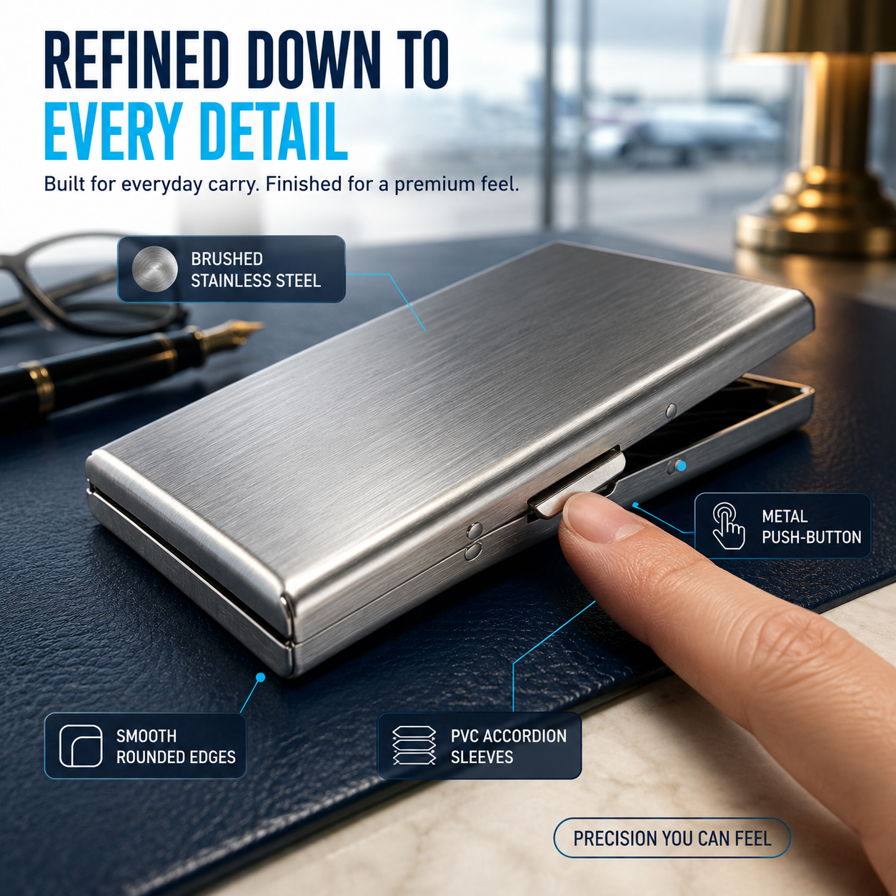 🔥RFID-Blocking Stainless Steel Card Wallet – Organized, Secure & Pocket-Ready 🔒