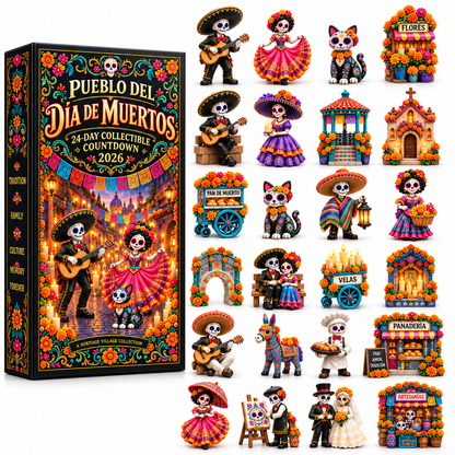 🏵Pueblo del Día de Muertos 2026 – 24-Day Day of the Dead Collectible Countdown Calendar with 24 Unique Miniatures