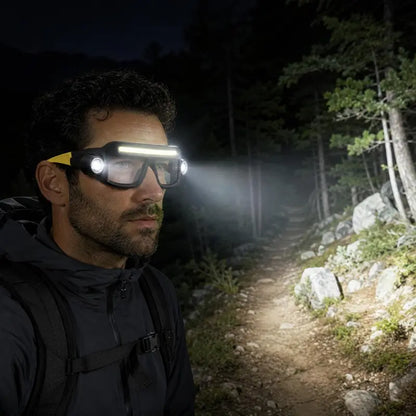 Rechargeable LED Headlamp Glasses - Hand-Wave Sense, Type-C USB Charging