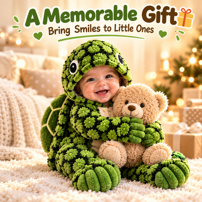 Little Turtle Plush 3D Shell Baby Onesie – Cute Hooded Cozy Romper